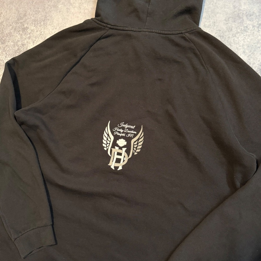 Harley Davidson Womens XL Full Zip Hoodie Black Indywest Plainfield IN - Picture 4 of 8